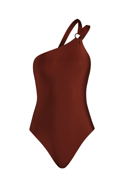 One Shoulder One Piece in Mahogany - Sunshine 79