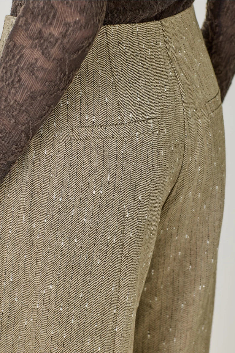 Sparklett Pinstripe Trouser in Sand - Mystree