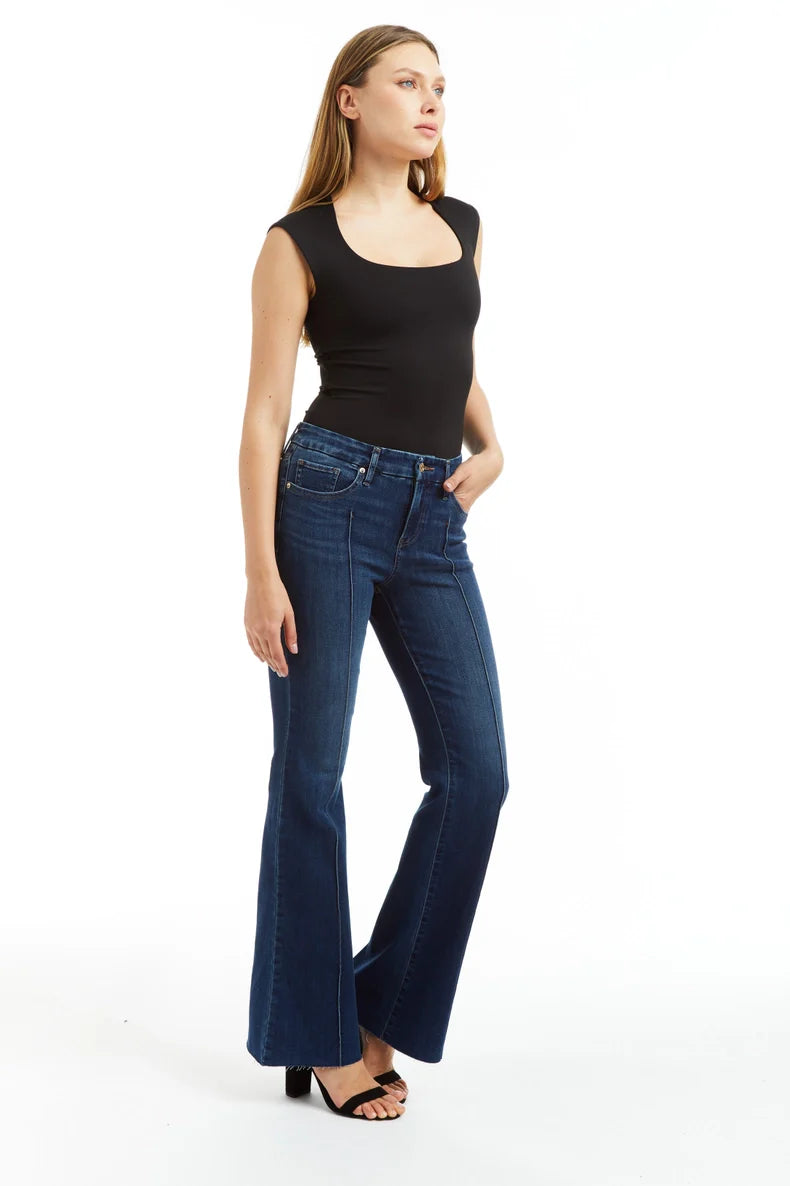 Mid Rise 70's Pintuck Flare in Vintage Wash - Tractr Jeans